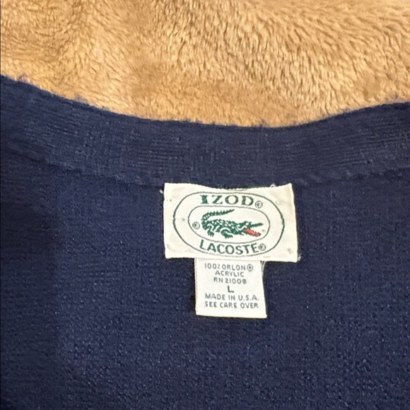 Vintage Izod Lacoste Sweater Size Large Navy Blue V-neck knit cardigan - Picture 6 of 6